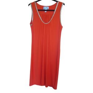 Joseph Ribkoff Orange Tank Dress Gold Braid on Collar Tensel Fabric Women's 8